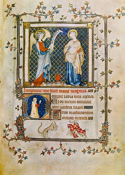 File:9 Workshop of Jean Pucelle. Annunciation. Miniature from Hours of Jeanne of Savoy. Musee Jacquemart Andree, Paris.jpg