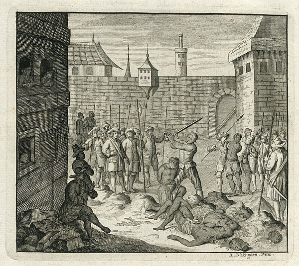 Beheading of Moluccan 'mutineers' in Fort Victoria on Ambon in 1653.