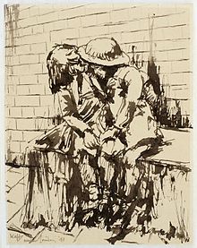 A Brother and Sister Sheltering in the Underground, 1941, (Art.IWM ART LD 795), by Edmond Xavier Kapp A Brother and Sister Sheltering in the Underground, 1941 (Art.IWM ART LD 795).jpg
