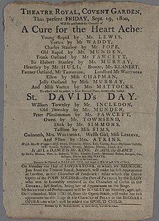 <i>A Cure for the Heart Ache</i> 1797 comedy play by Thomas Morton