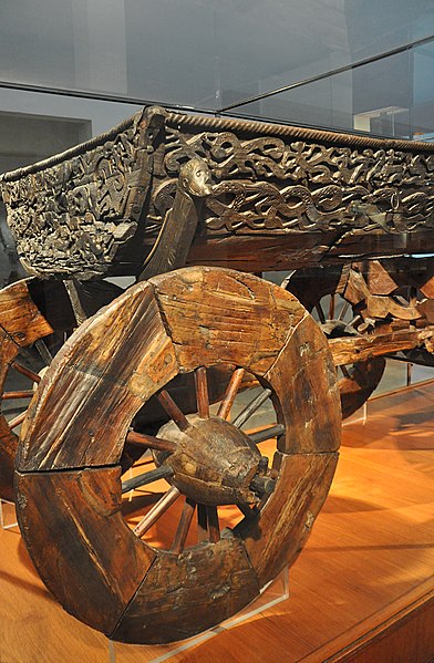 File:A wooden cart from the Oseberg burial mound (from around 800), Norway - 6357560423 Oseberg Viking cart. Viking Ship Museum, Oslo, Norway (Vikingskipshuset på Bygdøy) 2011.jpg