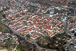 Vista aérea do centro histórico de Abensberg