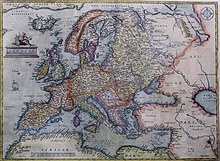 Ang Europa nga gihulagway sa Antwerp Cartographer nga si Abraham Ortelius kaniadtong 1595