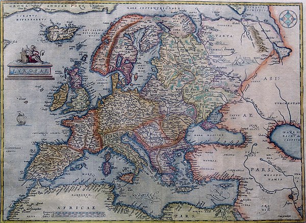 Europe by cartographer Abraham Ortelius in 1595