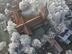 Nice aerial view of this church