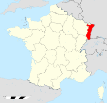 Localisation de la région Alsace, en France