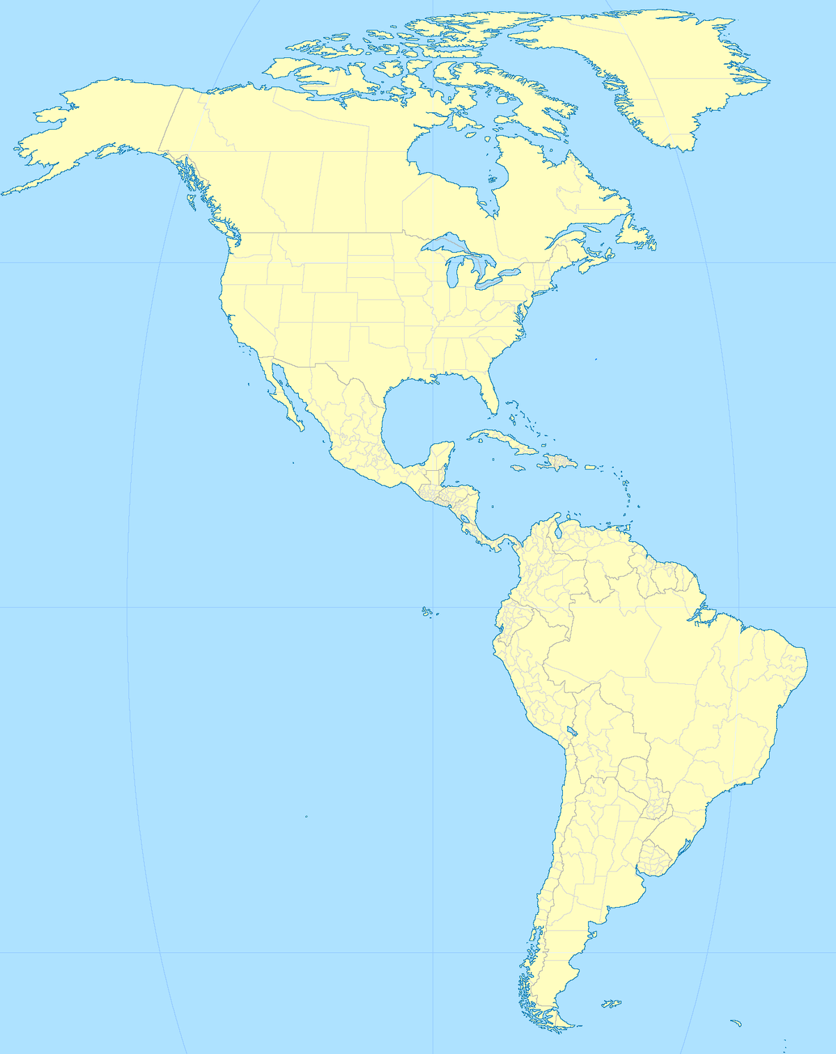 blank map of the americas