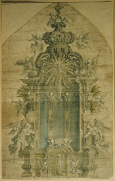 File:Anoniem, Ontwerp voor een altaar met Lodewijk XIV-motieven - Ébauche d'un autel avec motifs Louis XIV, KBS-FRB.jpg