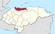 Pozicija Atlántide na karti Hondurasa