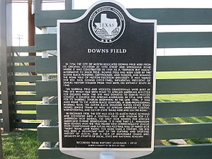 State historical marker at Downs Field