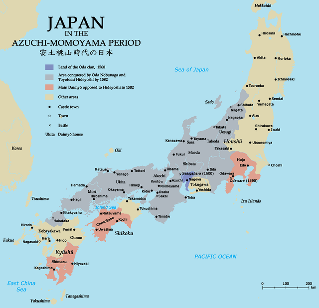 japanese empire map 1450