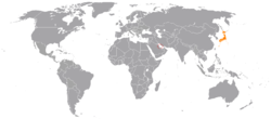 BahrainとJapanの位置を示した地図