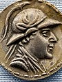 Baktria - king Eukratides I - 170-145 BC - silver tetradrachm - bust of Eukratides I - Dioskouroi - München SMS 02