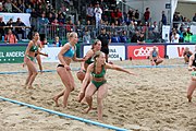 Deutsch: Beachhandball Europameisterschaften 2019 (Beach handball Euro); Tag 6: 7. Juli 2019 – Frauenfinale, Dänemark-Ungarn 2:0 (18:12, 23:22) English: Beach handball Euro; Day 6: 7 July 2019 – Women's Final – Denmark-Hungary 2:0 (18:12, 23:22)