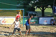 Deutsch: Beachhandball Europameisterschaften 2019 (Beach handball Euro); Tag 4: 5. Juli 2019 – Männer, Viertelfinale, Dänemark-Frankreich 2:0 (19:14, 12:10) English: Beach handball Euro; Day 4: 5 July 2019 – Quarter Final Men – Denmark-France 2:0 (19:14, 12:10)