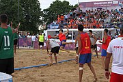 Deutsch: Beachhandball bei den Olympischen Jugendspielen 2018; Tag 7, 13. Oktober 2018; Jungen, Finale – Portugal-Spanien 1:2 English: Beach handball at the 2018 Summer Youth Olympics at 13 October 2018 – Boys Gold Medal Match – Portugal-Spain 1:2