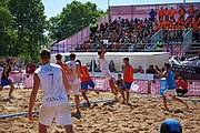 Deutsch: Beachhandball bei den Olympischen Jugendspielen 2018 in Buenos Aires; Tag 7, 13. Oktober 2018; Jungen, Halbfinale – Spanien-Kroatien 2:1 English: Beach handball at the 2018 Summer Youth Olympics in Buenos Aires at 13 October 2018 – Boys Semifinal – Spain-Croatia 2:1 Español: Handball de playa en los Juegos Olimpicos de la Juventud Buenos Aires 2018 en 13 de octubre de 2018 – Semifinales de chicos - España-Croacia 2:1