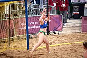 Deutsch: Beachhandball bei den Olympischen Jugendspielen 2018; Tag 6, 12. Oktober 2018; Mädchen, Hauptrundenspiel – Ungarn-Niederlande 2:1 English: Beach handball at the 2018 Summer Youth Olympics at 12 October 2018 – Girls Main Round – Hungary-Netherlands 2:1