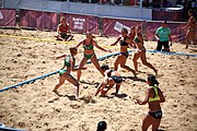 Deutsch: Beachhandball bei den Olympischen Jugendspielen 2018; Tag 4, 10. Oktober 2018; Mädchen, Vorrunde, Gruppe A - Ungarn-Chinese Taipei (Taiwan) 2:0 English: Beach handball at the 2018 Summer Youth Olympics at 10 October 2018 – Girls Preliminary Round Group A‎ – Hungary-Chinese Taipei 2:0