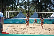 Deutsch: Beachvolleyball bei den Olympischen Jugendspielen 2018; Tag 8, 14. Oktober 2018; Mädchen, Achtelfinale – Mexiko-China 0:2 (15–21/16–21) English: Beach volleyball at the 2018 Summer Youth Olympics at 14 October 2018 – Girls Round of 16 – Mexico-China 0:2 (15–21/16–21)