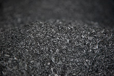 Biochar after production, in a large pile