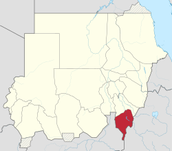 An-Nil al-Azraqin sijainti Sudanissa.