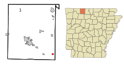 Location in Boone County and the state of Arkansas