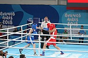 Deutsch: Boxen bei den Olympischen Jugendspielen 2018 Tag 12, 18. Oktober 2018 - Finale Leichtgewicht Mädchen – Oriana Saputo (Argentinien, blau) schlägt Emma Lawson (Australien, rot) 5-0; Ringrichter ist José Romero (Spanien). English: Boxing at the 2018 Summer Youth Olympics on 18 October 2018 – Girls' lightweight Bronze Medal Bout – Oriana Saputo (Argentina, blue) wins over Emma Lawson (Australie, red) 5-0; Referee is José Romero (Spain). Español: Boxeo en los Juegos Olímpicos Juveniles de Verano de 2018 en 18 de octubre de 2018 - Combate de medalla de bronce de las niñas: Oriana Saputo (Argentina, azul) gana a Emma Lawson (Australie, roja) 5-0; Árbitro es José Romero (España).