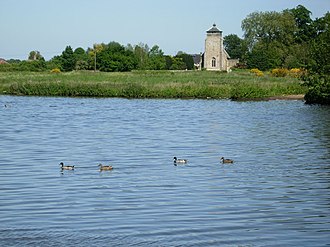 Great Livermere church seen from across Ampton Water. Broad Water, Great Livermere - geograph.org.uk - 181001.jpg