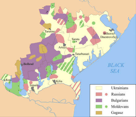 Ethnic map of Budjak, a Ukrainian territory where Gagauz people live