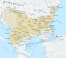 Et kort over middelalderens Bulgarien