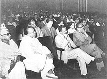 Diptendu seated left in 4th row at CFS 1956 meeting, Robert and Satyajit in 2nd row