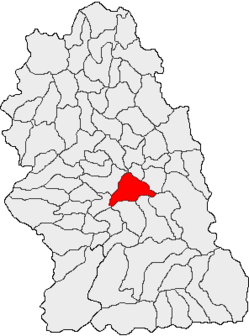 Kommunens beliggenhed i distriktet Hunedoara