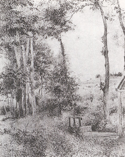 File:Camille Pissarro - Paysage à Osny, la vanne près du moulin - 1883.jpg