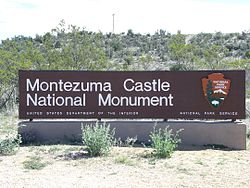 Montezuma Castle National Monument entrance sign Camp Verde- Montezuma Castle-Marker.JPG