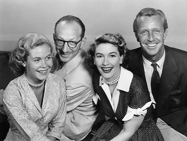 Ensemble cast of Robert Montgomery Presents (from left): Elizabeth Montgomery, Vaughn Taylor, Margaret Hayes and John Newland