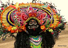 A typical bir mask showing the face of a demon. Chhau Dance2.jpg