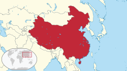 Locatie van China in zijn regio.