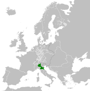 Цизальпинская республика (зелёным цветом) в 1797 году