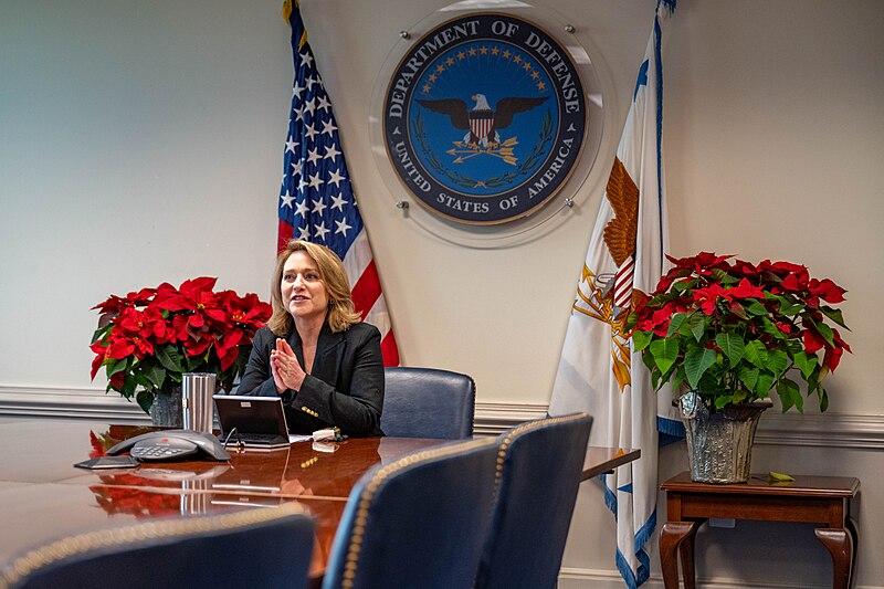 File:Deputy Secretary of Defense Kathleen H. Hicks holds a holiday morale call with United States military members at the Pentagon on December 22, 2023 - 12.jpg