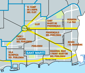 Carte du district de Sant Martí