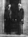 Albert Einstein and Hendrik Antoon Lorentz, photographed by Ehrenfest in front of his home in Leiden in 1921.