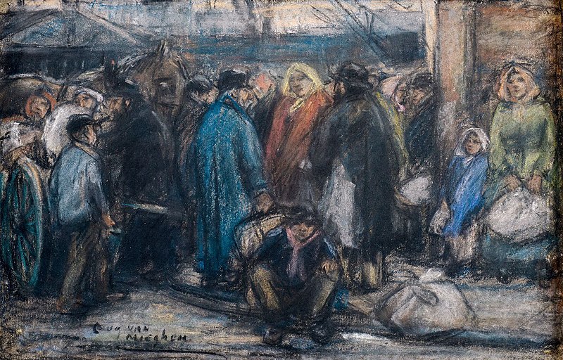 Fichier:Emigranten in de Montevideostraat, Eugeen Van Mieghem, 1899.jpg