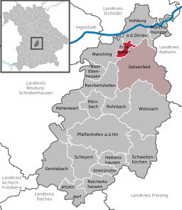 Läget för Ernsgaden i Landkreis Pfaffenhofen an der Ilm