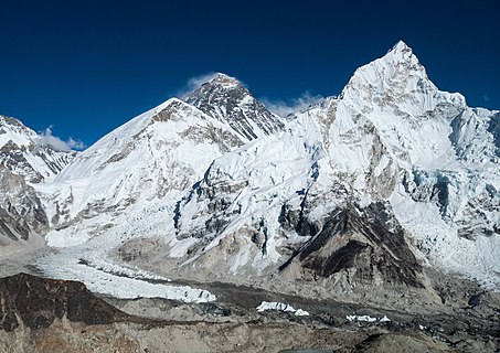 Mount Everest and Lhotse-Nuptse west wall, Himalayas