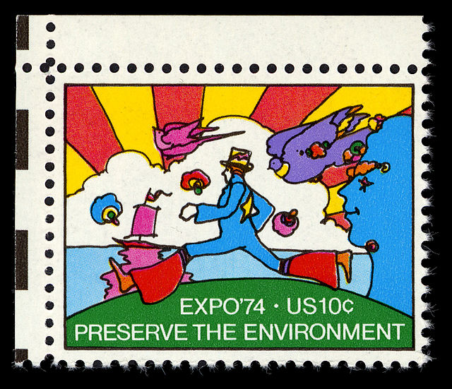 U.S. postage stamp featuring Max's artwork commemorating Expo '74