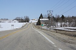 Looking east at Farmington along County B