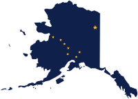 پرچم آلاسکا در نقشه آلاسکا