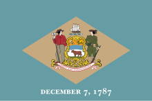 The flag of the state of Delaware Flag of Delaware.svg