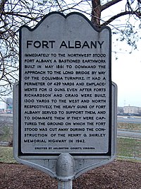 Fort Albany Historical Marker Fort Albany (Defenses of Washington Marker Series) (3361143083).jpg